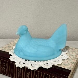 Fenton Blue Satin Hen on Nest Replacement LID ONLY